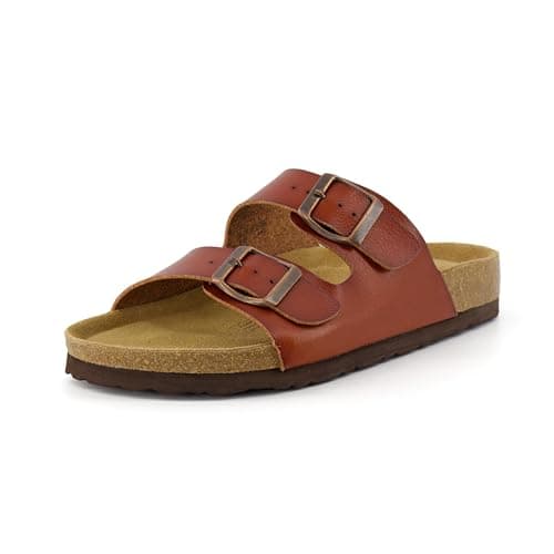 CUSHIONAIRE Lane Cork Footbed Sandals for Women – Comfortable Slip-OnSlides with Suede & Arch Support