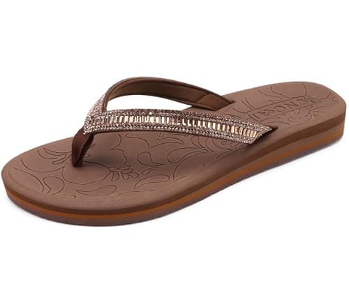 ONCAI Women's Rhinestone Flip Flops with Arch Support and Plantar Fasciitis Relief