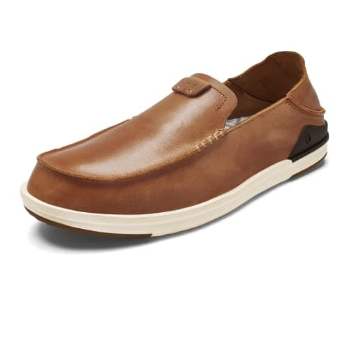 OLUKAI Kakaha Men's Slip-On Leather Sneakers with Gel Insert & Wet Grip Rubber