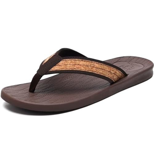 KuaiLu Mens Arch Support Summer Beach Flip FlopsComfortable Yoga Slippers