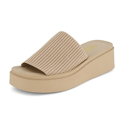 CUSHIONAIRE Women's Pim Knit Platform Sandal with Memory Foam