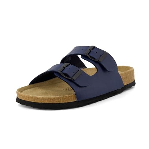 CUSHIONAIRE Lane Cork Footbed Sandals for Women – Comfortable Slip-OnSlides with Suede & Arch Support