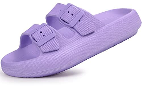 Weweya Adjustable Double Buckle Slides - EVA Flat Sandals for Men and Women