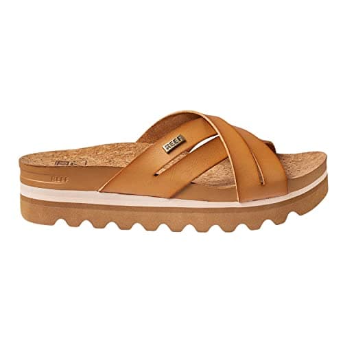 REEF Women's Hi-Cushion Bloom Platform Sandal, Vegan Leather X-Strap