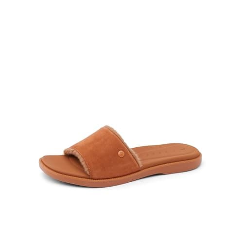 REEF Arrianah Women's Cozy Slide Sandal, Full Grain Leather & Faux Fur Lined