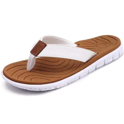 KuaiLu Women's Casual Comfortable Cushion Flip Flops with Arch Support