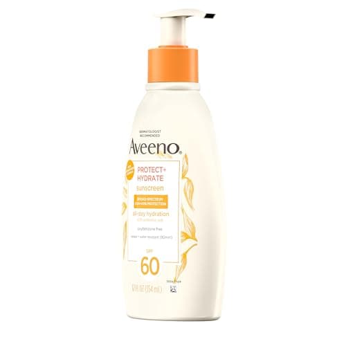 Aveeno Protect + Hydrate Broad Spectrum SPF 60 Sunscreen Lotion, Prebiotic Oat, 12 FL OZ