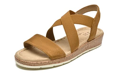 VJHComfort Women's Slip-On Elastic Ankle Strap Slingback Sandals