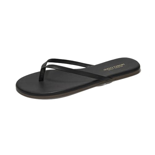 Foundations Women's Memory Foam Flip Flops - Vegan Leather Summer Slides