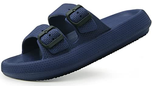 Weweya Adjustable Double Buckle Slides - EVA Flat Sandals for Men and Women
