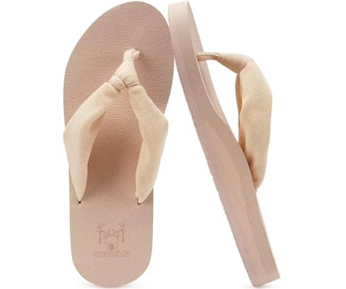 KuaiLu Comfortable Arch Support Flip Flops for Women Yoga and Beach Walking