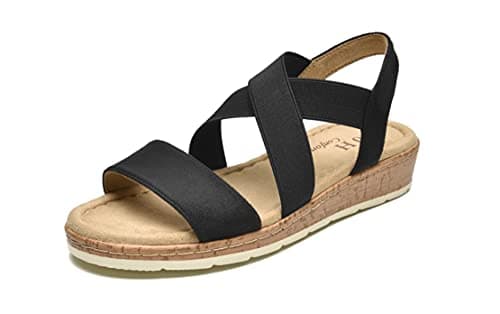 VJHComfort Women's Slip-On Elastic Ankle Strap Slingback Sandals