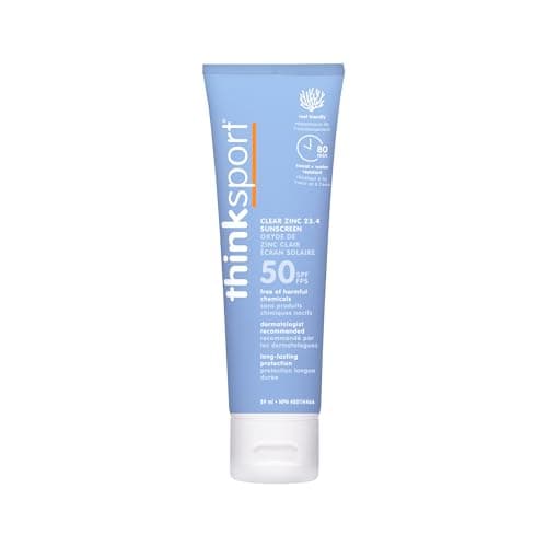 Thinksport Clear Zinc Oxide SPF 50, Reef Safe, Broad Spectrum Sunscreen, 3 Fl Oz