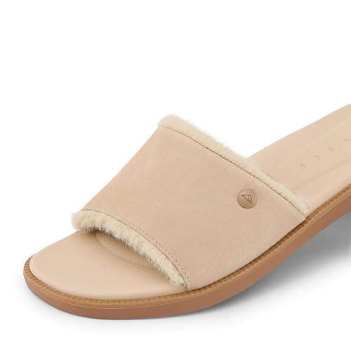 REEF Arrianah Women's Cozy Slide Sandal, Full Grain Leather & Faux Fur Lined