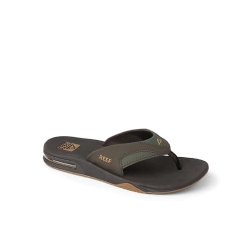 REEF Fanning Men's Brown/Gum Flip Flop, Arch Support, Durable Outsole, Water Friendly