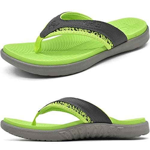 KuaiLu Mens Comfort Flip Flops with Arch Support for Plantar Fasciitis Outdoor Summer Beach