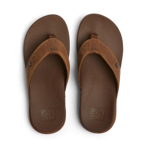 REEF Men's Lux Flip Flop, Ultra Soft Footbed, Full Grain Leather