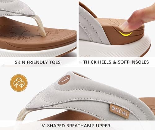 ONCAI Women's Arch Support Flip Flops for Summer Comfort Size 6-12