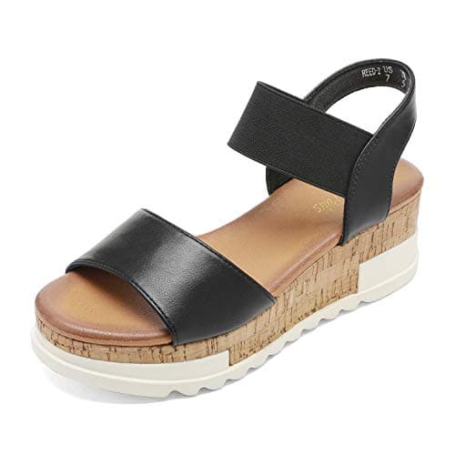 Dream Pairs Women's Open Toe Ankle Strap Casual Flatform Sandals
