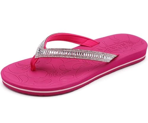ONCAI Women's Rhinestone Flip Flops with Arch Support and Plantar Fasciitis Relief