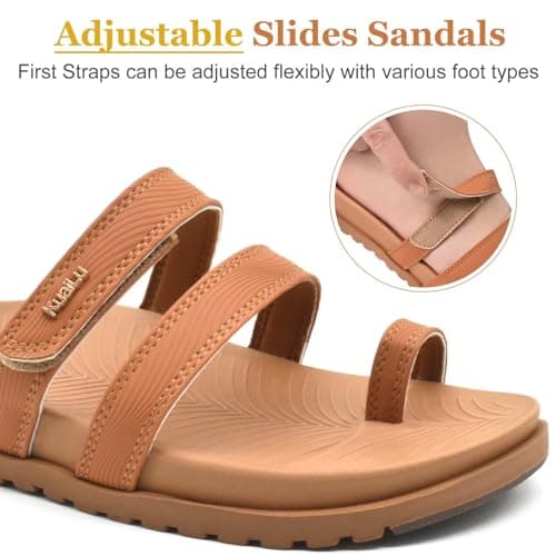 KuaiLu Adjustable Plantar Fasciitis Arch Support Slides for Women