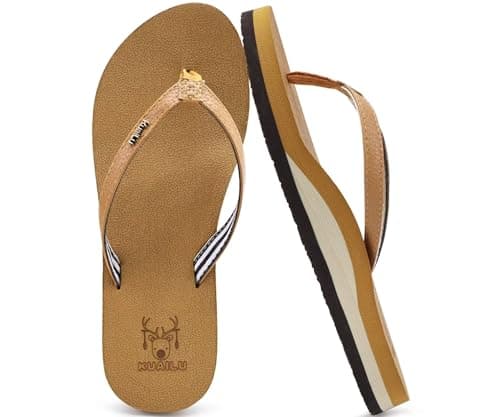 KuaiLu Women's Arch Support Yoga Mat Flip Flops