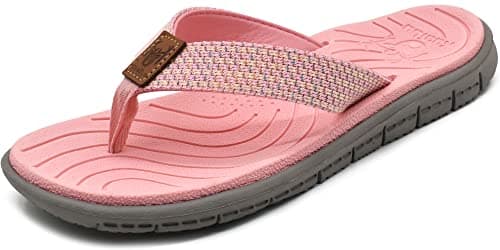 KuaiLu Women's Casual Comfortable Cushion Flip Flops with Arch Support