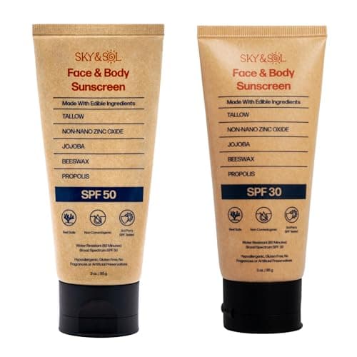 Reef Safe Sunscreen SPF 30 & 50, Natural Tallow & Zinc Oxide, Water Resistant, Fragrance-Free
