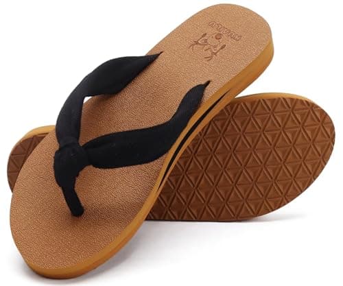 KuaiLu Arch Support Yoga Mat Thong Sandals for WomenComfortable Summer Beach Walking