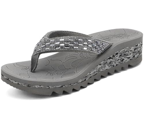 ONCAI Women's Rhinestone Flip Flops for Summer Comfort and Style