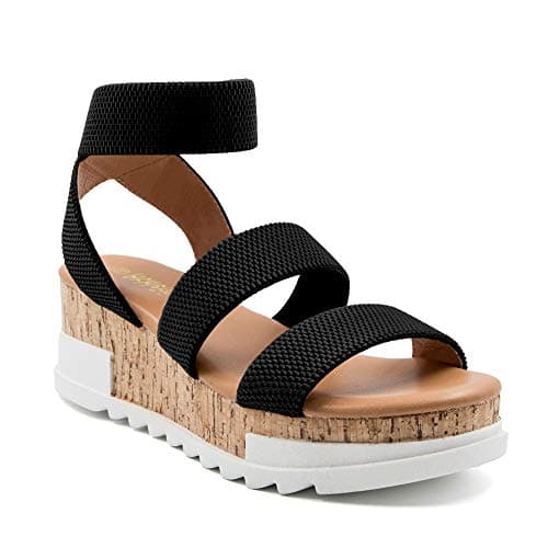 Athlefit Women's Wedge Sandals with Cork Strap Platform