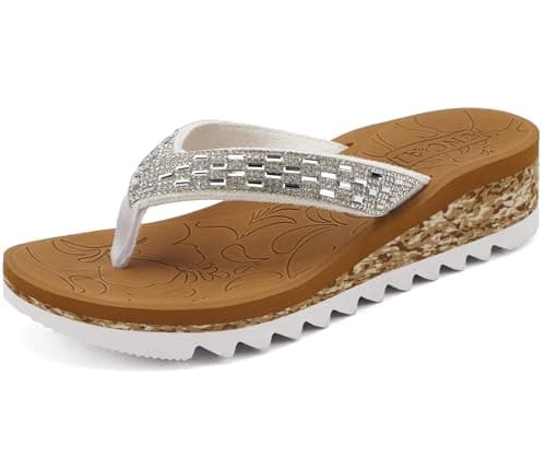 ONCAI Women's Rhinestone Flip Flops for Summer Comfort and Style