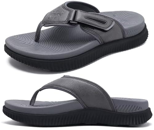 KuaiLu Men's Water Resistant Orthotic Flip Flops with Arch Support