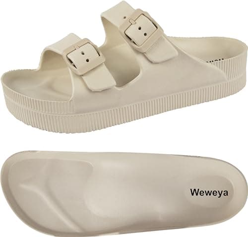 Weweya Women's Arch Support Platform Sandals with Adjustable Buckle