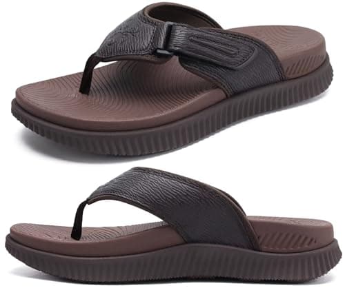 KuaiLu Men's Water Resistant Orthotic Flip Flops with Arch Support