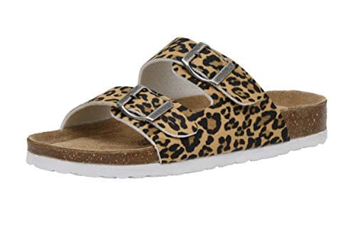 CUSHIONAIRE Lane Cork Footbed Sandals for Women – Comfortable Slip-OnSlides with Suede & Arch Support