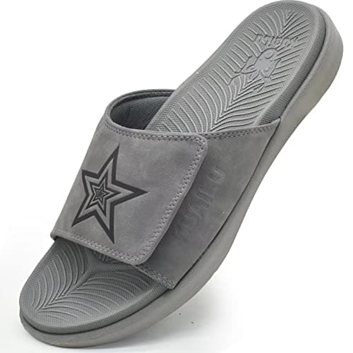 KuaiLu Mens Soft Cushion Arch Support Slides for Plantar Fasciitis Summer Slippers Size 7-15