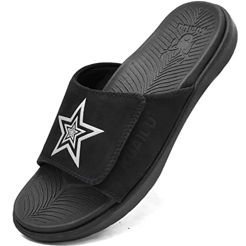 KuaiLu Mens Soft Cushion Arch Support Slides for Plantar Fasciitis Summer Slippers Size 7-15