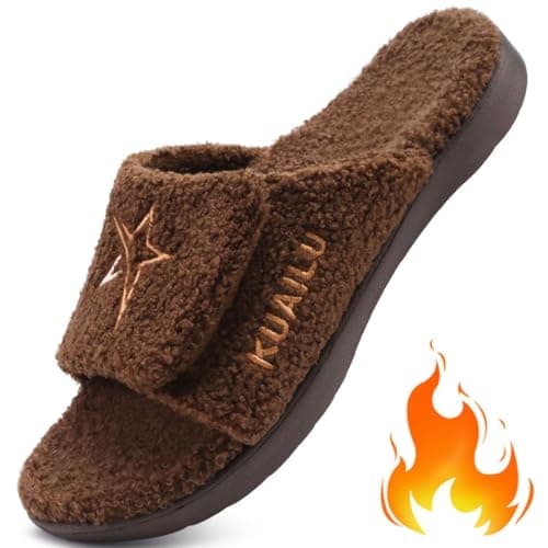 KuaiLu Mens Soft Cushion Arch Support Slides for Plantar Fasciitis Summer Slippers Size 7-15