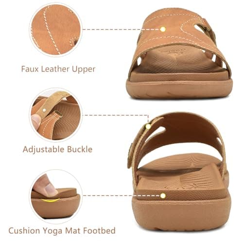 KuaiLu Women's Fashion Orthotic Yoga Mat Slides with Arch Support