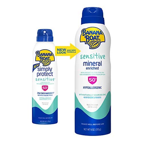 Banana Boat Mineral Enriched SPF 50, Broad Spectrum Sensitive Skin Spray, Twin Pack