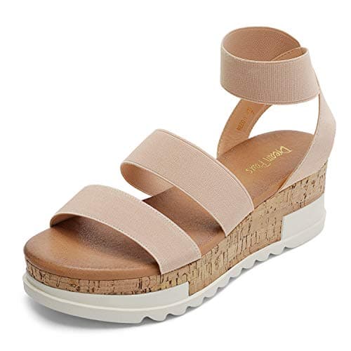 Dream Pairs Women's Open Toe Ankle Strap Casual Flatform Sandals