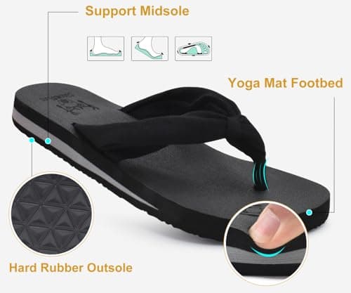 KuaiLu Arch Support Yoga Mat Thong Sandals for WomenComfortable Summer Beach Walking