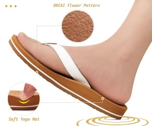 ONCAI Women's Arch Support Yoga Mat Flip Flops with Orthotic Soles (US 5-11)