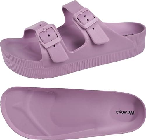 Weweya Women's Arch Support Platform Sandals with Adjustable Buckle