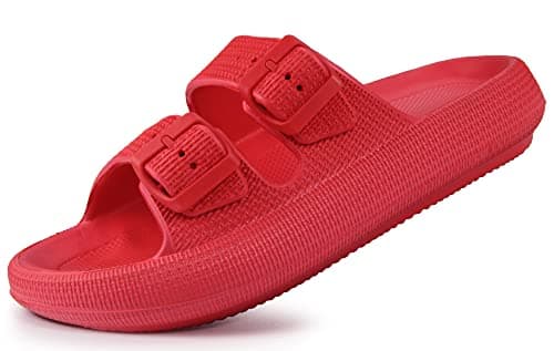 Weweya Adjustable Double Buckle Slides - EVA Flat Sandals for Men and Women