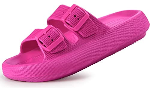 Weweya Adjustable Double Buckle Slides - EVA Flat Sandals for Men and Women