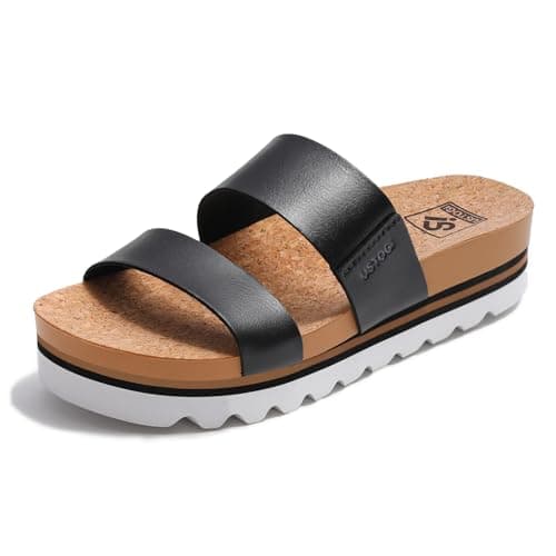 Ustogi Arch Support Flatform Sandals for Women Summer Cushioned Beach Slides