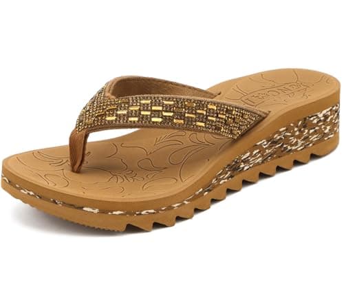ONCAI Women's Rhinestone Flip Flops for Summer Comfort and Style