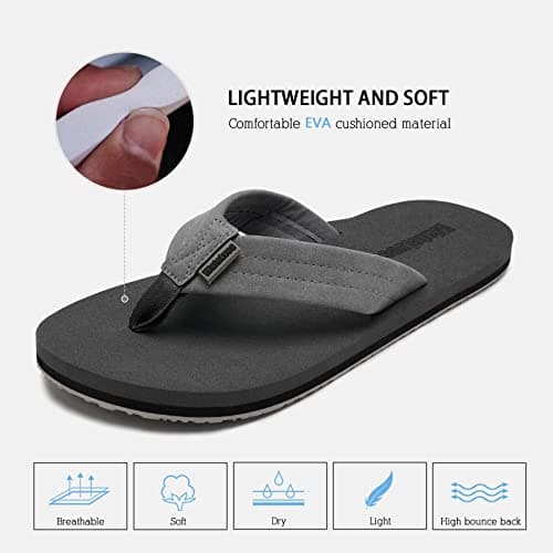 WateLves Men's Arch Support Flip-Flops for Summer Beach Pool Showers